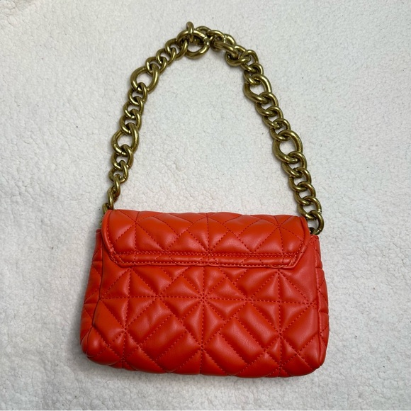 *ZARA* NWOT Quilted Chain Strap Shoulder Bag (Coral/Orange) - Picture 6 of 12